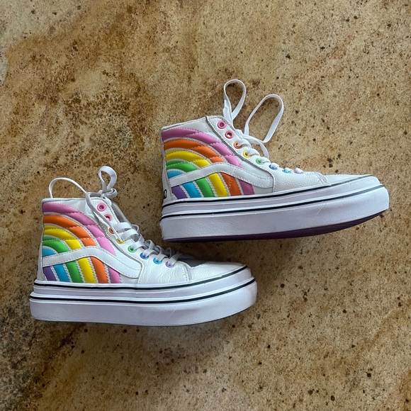 Vans hitop shoes Flour Shop x Super ComfyCush Sk8-Hi Rainbow size mens 5.5 - Picture 6 of 7